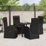 Conjunto de Comedor de Jardín 5 pcs Negro ratán sintético