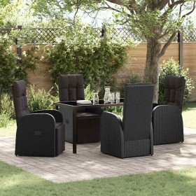 Conjunto de Comedor de Jardín 5 pcs Negro ratán sintético