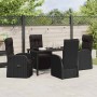 Conjunto de Comedor de Jardín 5 pcs Negro ratán sintético