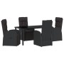 Conjunto de Comedor de Jardín 5 pcs Negro ratán sintético