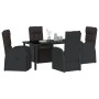 Conjunto de Comedor de Jardín 5 pcs Negro ratán sintético