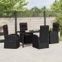 Conjunto de Comedor de Jardín 5 pcs Negro ratán sintético