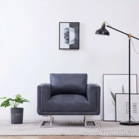 Sillón en forma de cubo de piel de ante artificial gris de vidaXL, Sillones - Ref: Foro24-282154, Precio: 201,44 €, Descuento: %