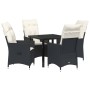 Conjunto de Comedor de Jardín con cojín 5 pcs Negro Poliratán