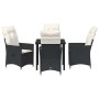 Conjunto de Comedor de Jardín con cojín 5 pcs Negro Poliratán