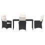 Conjunto de Comedor de Jardín con cojín 5 pcs Negro Poliratán