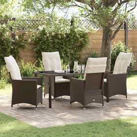 Conjunto de Comedor de Jardín con cojín 5 pcs Marrón Poliratán Conjunto de Comedor de Jardín con cojín 5 pcs Marrón Poliratán