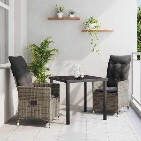 Conjunto de Comedor de Jardín con cojín 3 pcs Gris Poliratán en Conjuntos de jardín | Comprar online en Foro24