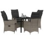 Conjunto de Comedor de Jardín con cojín 5 pcs Gris Poliratán