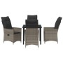 Conjunto de Comedor de Jardín con cojín 5 pcs Gris Poliratán
