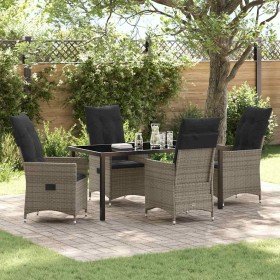 Conjunto de Comedor de Jardín con cojín 5 pcs Gris Poliratán Conjunto de Comedor de Jardín con cojín 5 pcs Gris Poliratán