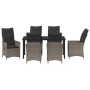 Conjunto de Comedor de Jardín con cojín 7 pcs Gris Poliratán