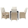 Conjunto de Comedor de Jardín con cojín 5 pcs Beige Poliratán