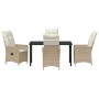 Conjunto de Comedor de Jardín con cojín 5 pcs Beige Poliratán