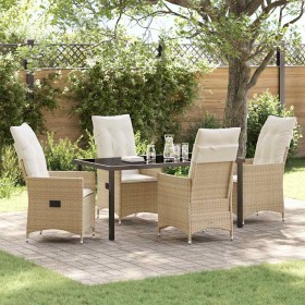 Conjunto de Comedor de Jardín con cojín 5 pcs Beige Poliratán Conjunto de Comedor de Jardín con cojín 5 pcs Beige Poliratán