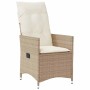 Conjunto de Comedor de Jardín con cojín 5 pcs Beige Poliratán