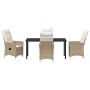 Conjunto de Comedor de Jardín con cojín 5 pcs Beige Poliratán