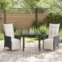 Conjunto de Comedor de Jardín con cojín 3 pcs Negro Poliratán