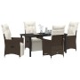 Conjunto de Comedor de Jardín con cojín 5 pcs Marrón Poliratán