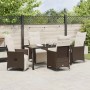 Conjunto de Comedor de Jardín con cojín 5 pcs Marrón Poliratán