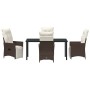 Conjunto de Comedor de Jardín con cojín 5 pcs Marrón Poliratán