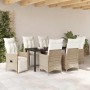 Conjunto de Comedor de Jardín con cojín 7 pcs Beige Poliratán