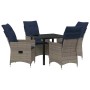 Conjunto de Comedor de Jardín 5 pcs Gris ratán sintético