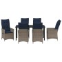 Conjunto de Comedor de Jardín 7 pcs Gris ratán sintético