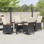 Conjunto de Comedor de Jardín con cojín 5 pcs Negro Poliratán