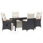 Conjunto de Comedor de Jardín con cojín 5 pcs Negro Poliratán