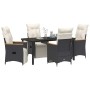 Conjunto de Comedor de Jardín con cojín 5 pcs Negro Poliratán