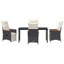 Conjunto de Comedor de Jardín con cojín 5 pcs Negro Poliratán