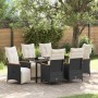 Conjunto de Comedor de Jardín con cojín 7 pcs Negro Poliratán
