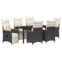 Conjunto de Comedor de Jardín con cojín 7 pcs Negro Poliratán