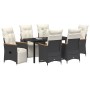 Conjunto de Comedor de Jardín con cojín 7 pcs Negro Poliratán