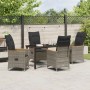 Conjunto de Comedor de Jardín con cojín 5 pcs Gris Poliratán