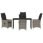 Conjunto de Comedor de Jardín con cojín 5 pcs Gris Poliratán
