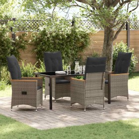 Conjunto de Comedor de Jardín con cojín 5 pcs Gris Poliratán Conjunto de Comedor de Jardín con cojín 5 pcs Gris Poliratán