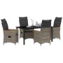 Conjunto de Comedor de Jardín con cojín 5 pcs Gris Poliratán