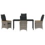 Conjunto de Comedor de Jardín con cojín 5 pcs Gris Poliratán