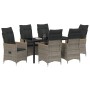 Conjunto de Comedor de Jardín con cojín 7 pcs Gris Poliratán