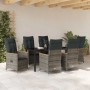 Conjunto de Comedor de Jardín con cojín 7 pcs Gris Poliratán