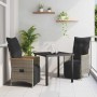Conjunto de Comedor de Jardín con cojín 3 pcs Gris Poliratán