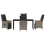 Conjunto de Comedor de Jardín con cojín 5 pcs Gris Poliratán