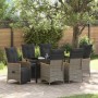 Conjunto de Comedor de Jardín con cojín 7 pcs Gris Poliratán