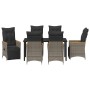 Conjunto de Comedor de Jardín con cojín 7 pcs Gris Poliratán