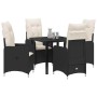 Conjunto de Comedor de Jardín con cojín 5 pcs Negro Poliratán