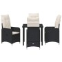 Conjunto de Comedor de Jardín con cojín 5 pcs Negro Poliratán