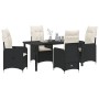 Conjunto de Comedor de Jardín con cojín 5 pcs Negro Poliratán