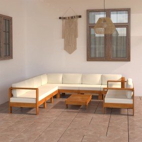 Conjunto de jardín 9 piezas con cojines 100x60 cm madera de